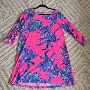 Lilly Pulitzer Vibrant Pink and Blue Midi Dress
